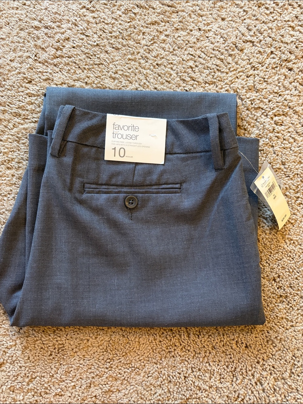 GAP Favorite Trouser Gray Mid Rise Loose Hips Straight Leg Opening size 10 Reg